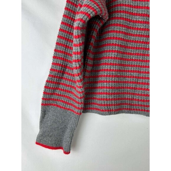 Madewell Women's Small 100% Merino Wool Waffle Knit Turtleneck Striped - Picture 13 of 13